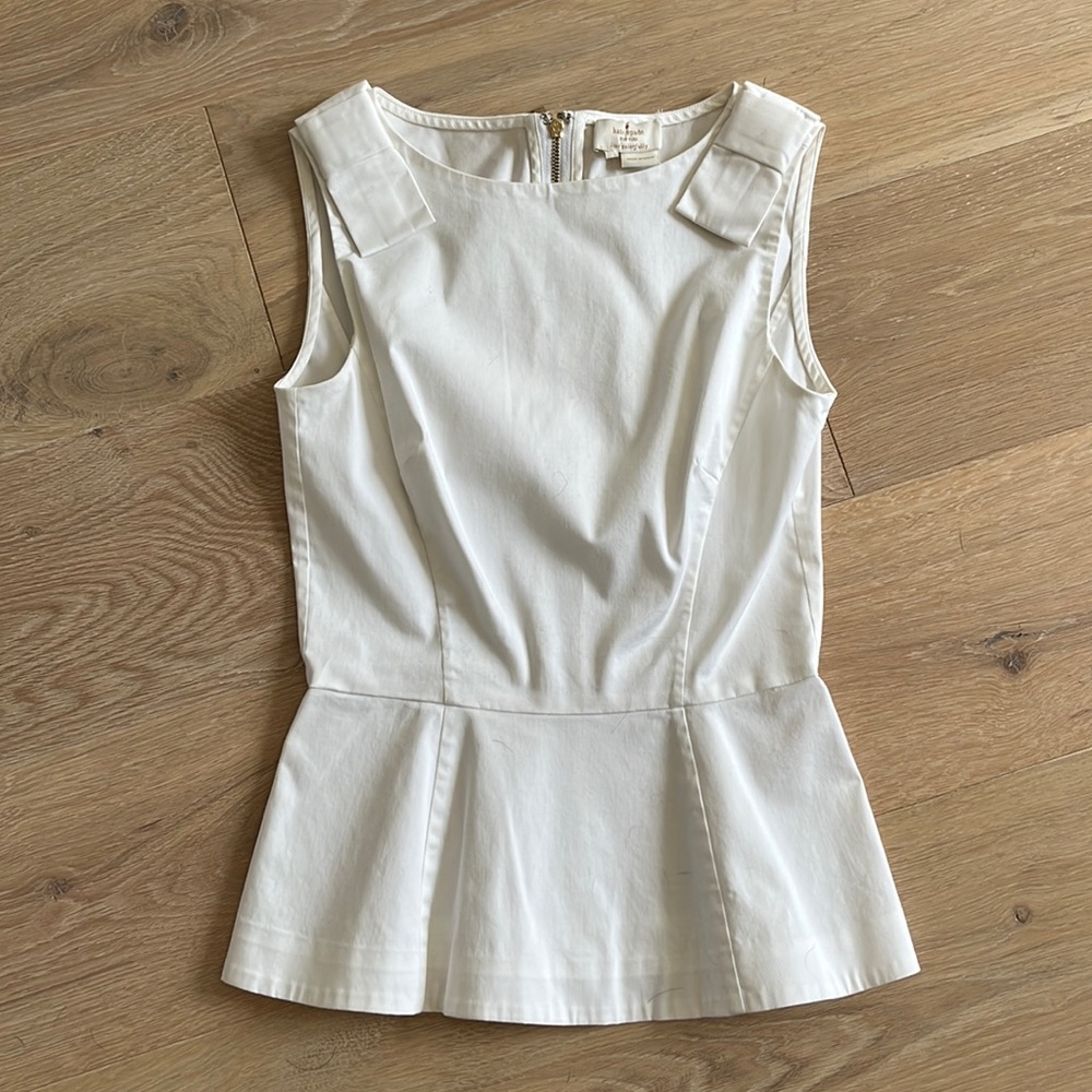 Kate Spade Bow Shoulder Peplum Top, Size 00